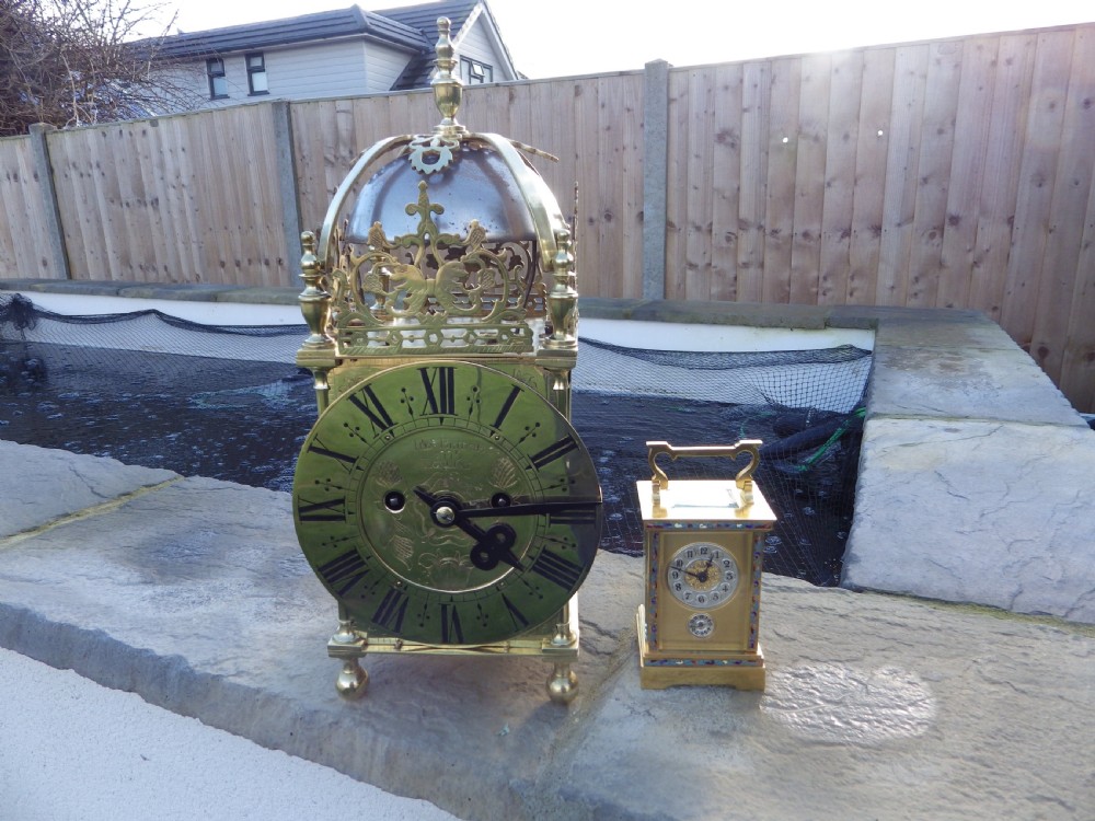 Large Twin Fusee English Lantern Clock By Thomas Bridge Of London View IX