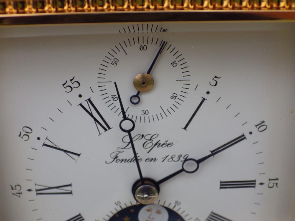 L Epee Moon Phase Seconds Dial Large Repeating Carriage Clock View III