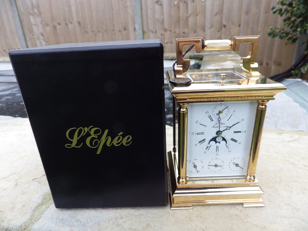 L Epee Moon Phase Seconds Dial Large Repeating Carriage Clock View IX