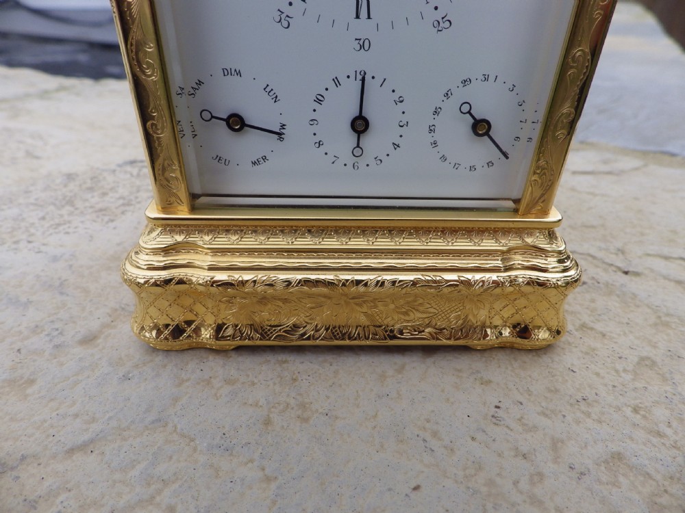 L Epee Fully Engraved Moon Phase Carriage Clock Repeater Retailed Via Mappin & Webb View II