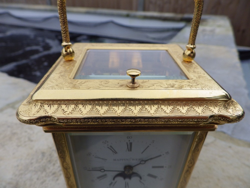 L Epee Fully Engraved Moon Phase Carriage Clock Repeater Retailed Via Mappin & Webb View IV