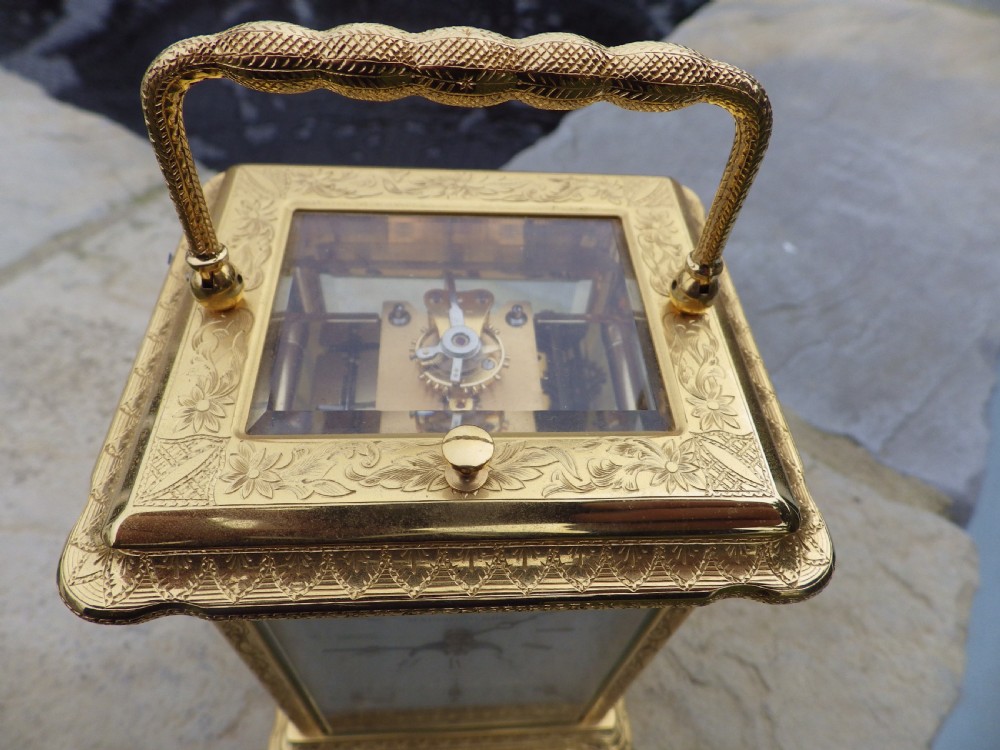 L Epee Fully Engraved Moon Phase Carriage Clock Repeater Retailed Via Mappin & Webb View VIII