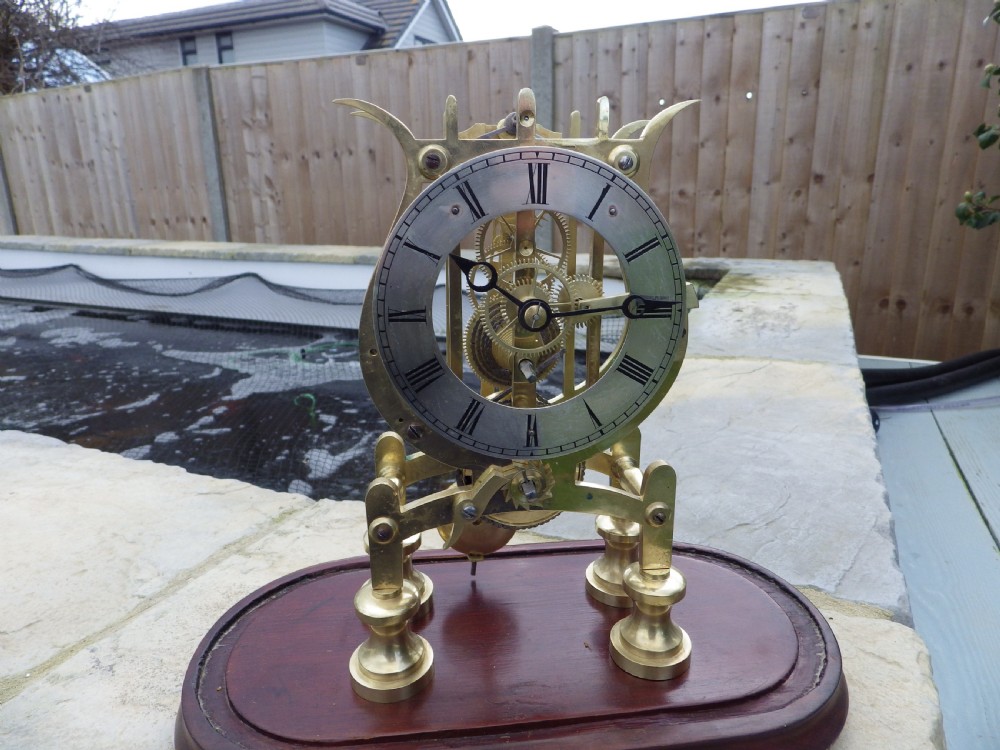 English Skeleton Clock Lyle shaped plates/case 1890s Fully Restored