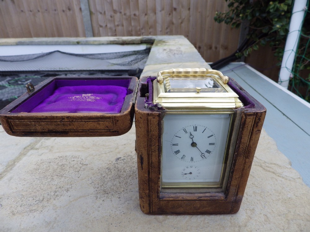 French George Case Repeater Alarm Carriage Clock Box & Key View X