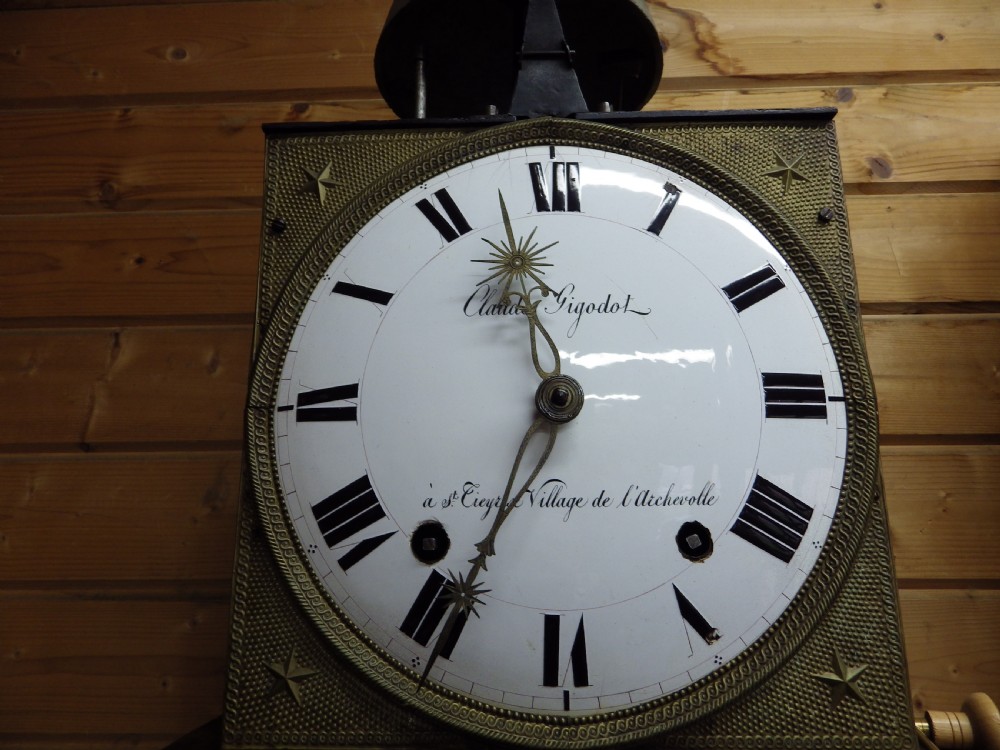 French Vineyard Clock Double Striking plus half hour movement restored 1870s View III