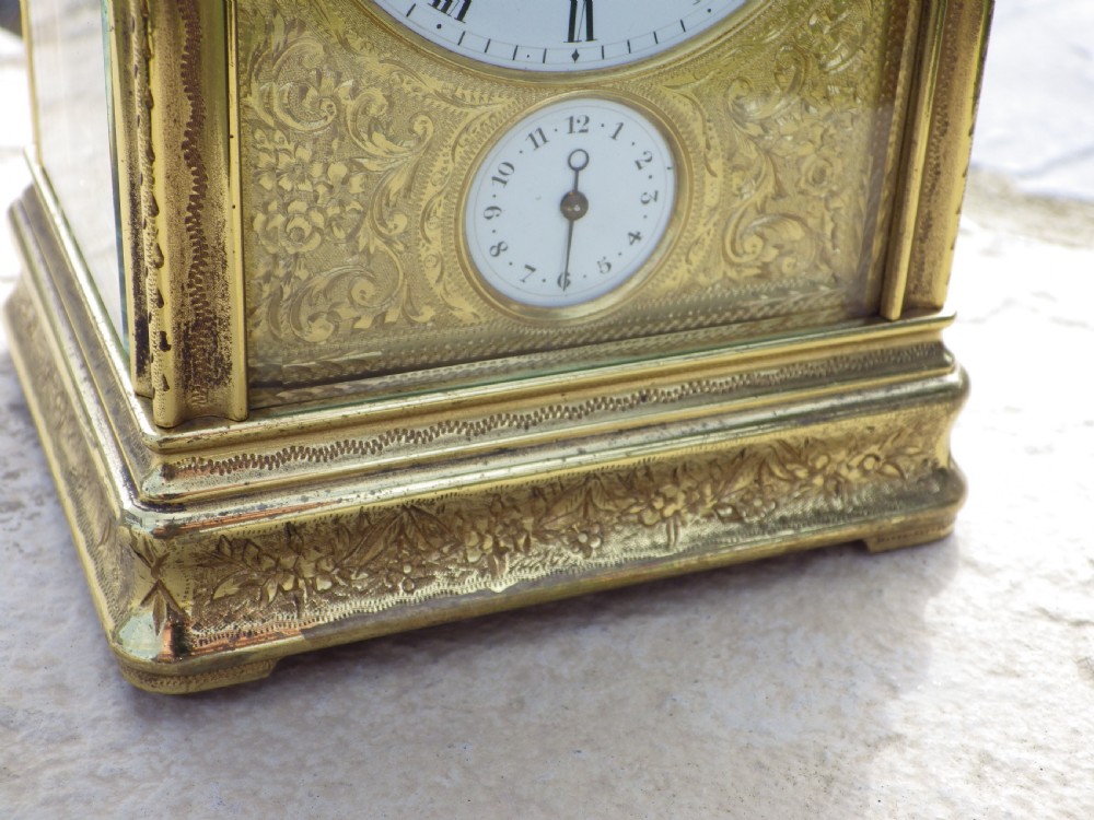 Alfred Drocourt Repeater Carriage Clock Fully Engraved Case Fully Restored Movement View II