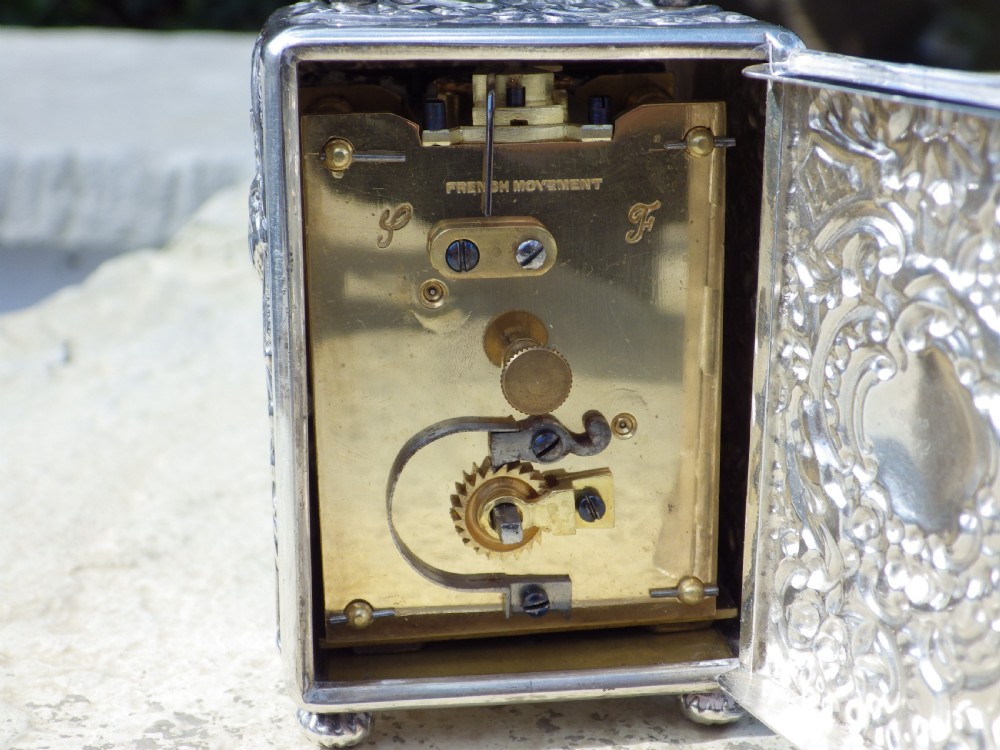  Solid silver Rocco Miniature Carriage Clock By William Comyns 1901 London Fully Restored Movement View VII