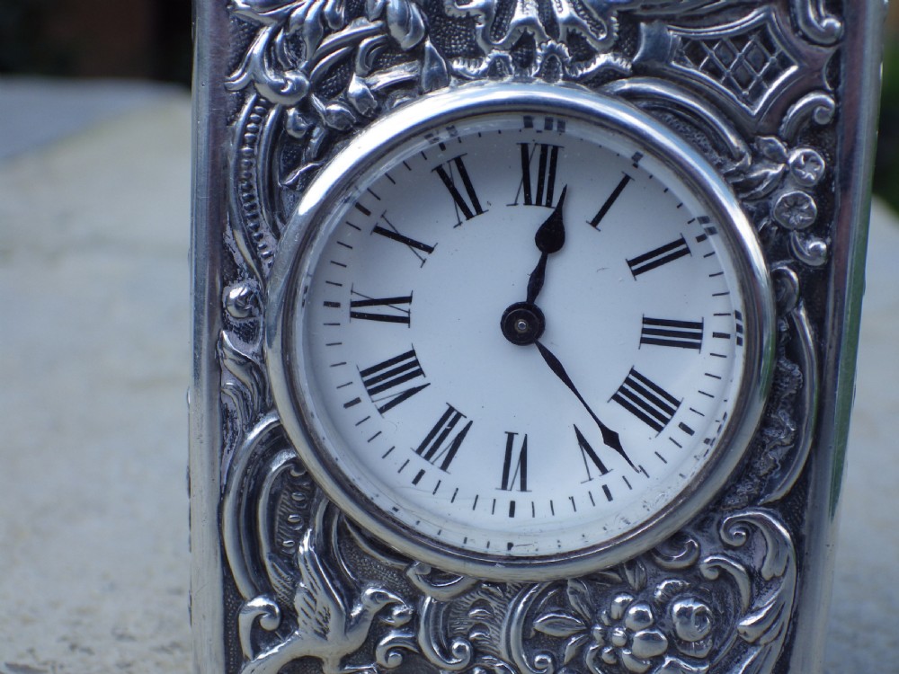  Solid silver Rocco Miniature Carriage Clock By William Comyns 1901 London Fully Restored Movement View VIII
