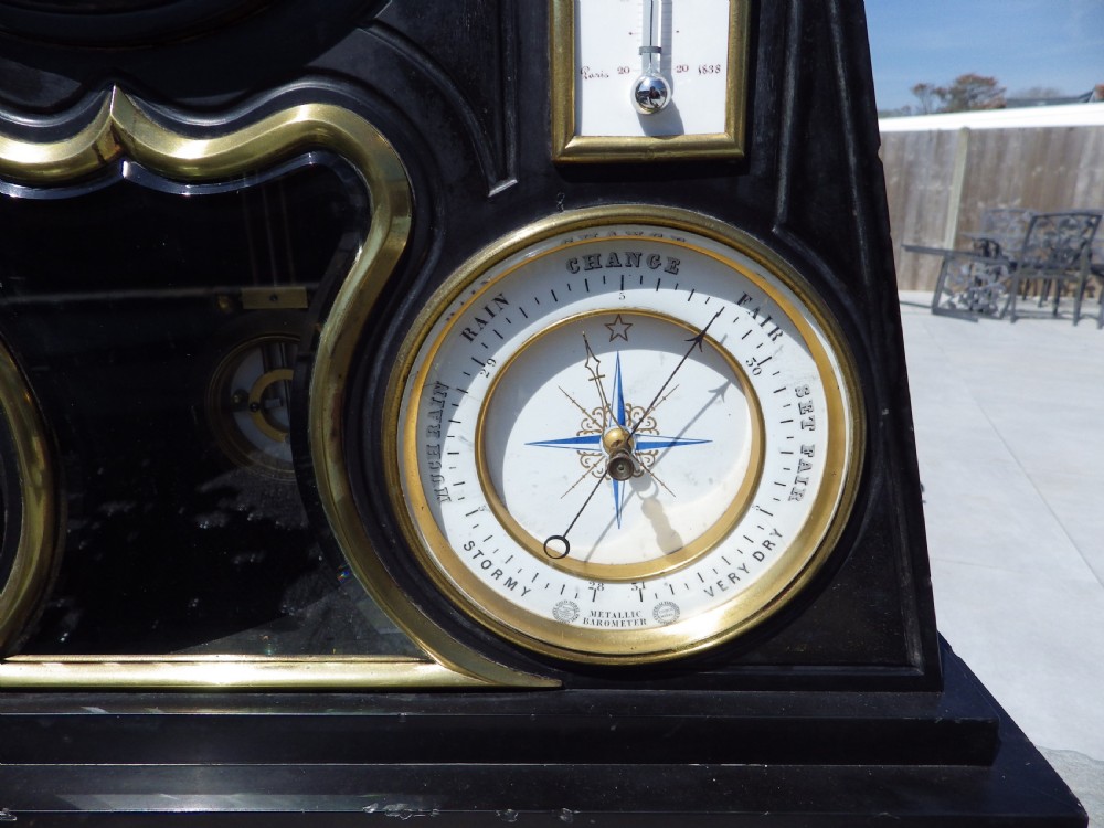 A Very Rare French Black Marble Month Running  Brocot Calendar Regulator Clock 1870 View II