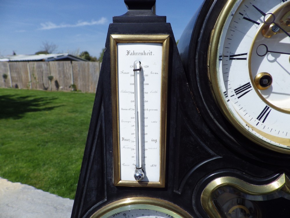 A Very Rare French Black Marble Month Running  Brocot Calendar Regulator Clock 1870 View VI