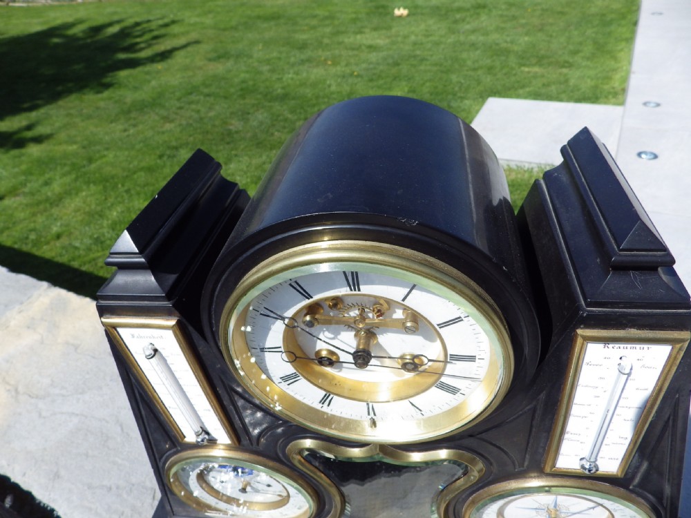 A Very Rare French Black Marble Month Running  Brocot Calendar Regulator Clock 1870 View VII