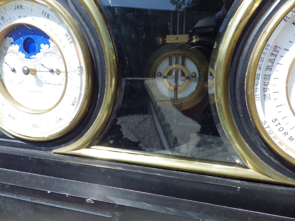 A Very Rare French Black Marble Month Running  Brocot Calendar Regulator Clock 1870 View VIII