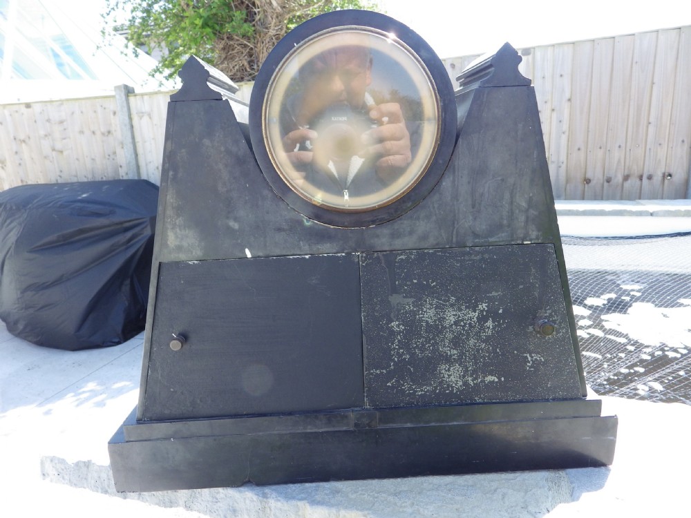 A Very Rare French Black Marble Month Running  Brocot Calendar Regulator Clock 1870 View X