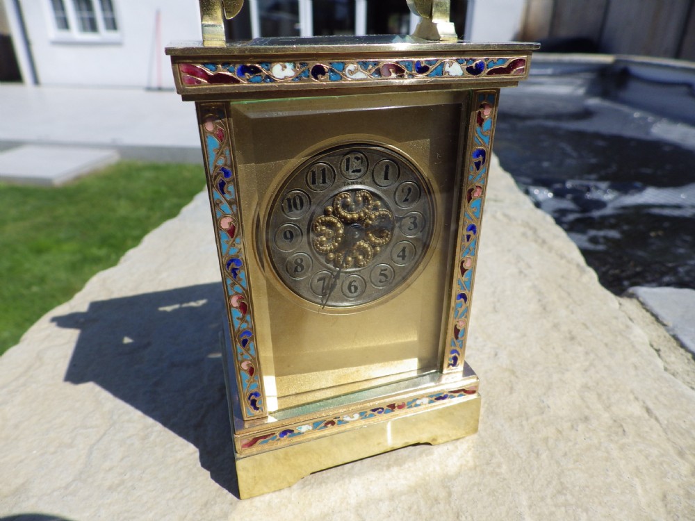 French Carriage Clock With Enamel Bandings 1890 View III