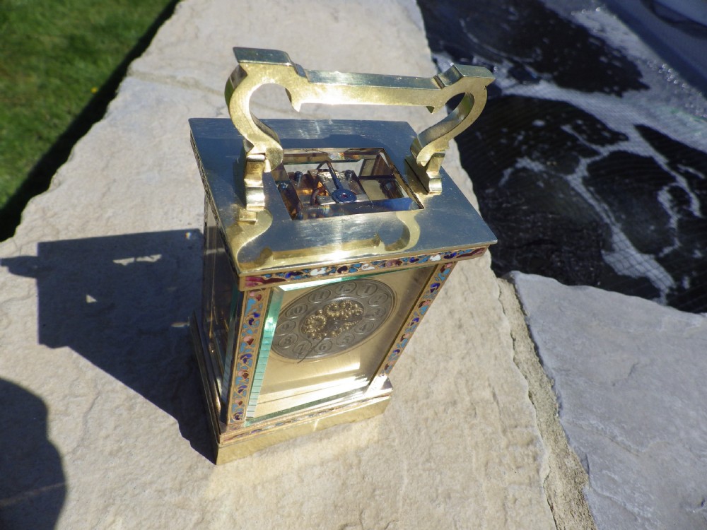 French Carriage Clock With Enamel Bandings 1890 View IV