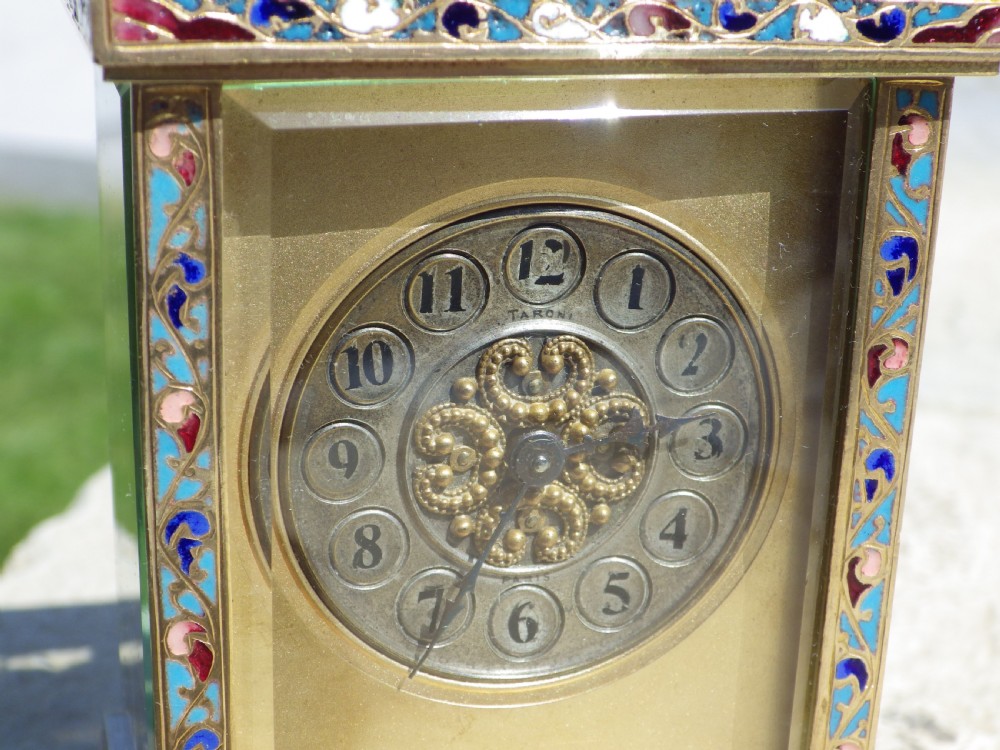 French Carriage Clock With Enamel Bandings 1890 View VIII