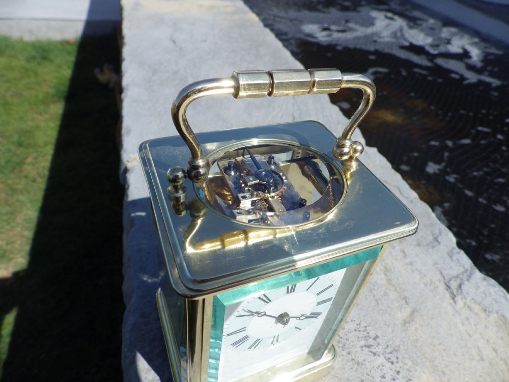 French Carriage Clock Mint Green Chapter Ring Early Heavy Clock 1860s View II
