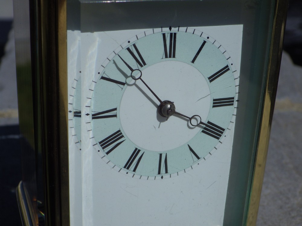 French Carriage Clock Mint Green Chapter Ring Early Heavy Clock 1860s View VI