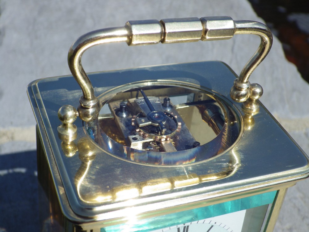 French Carriage Clock Mint Green Chapter Ring Early Heavy Clock 1860s View VIII
