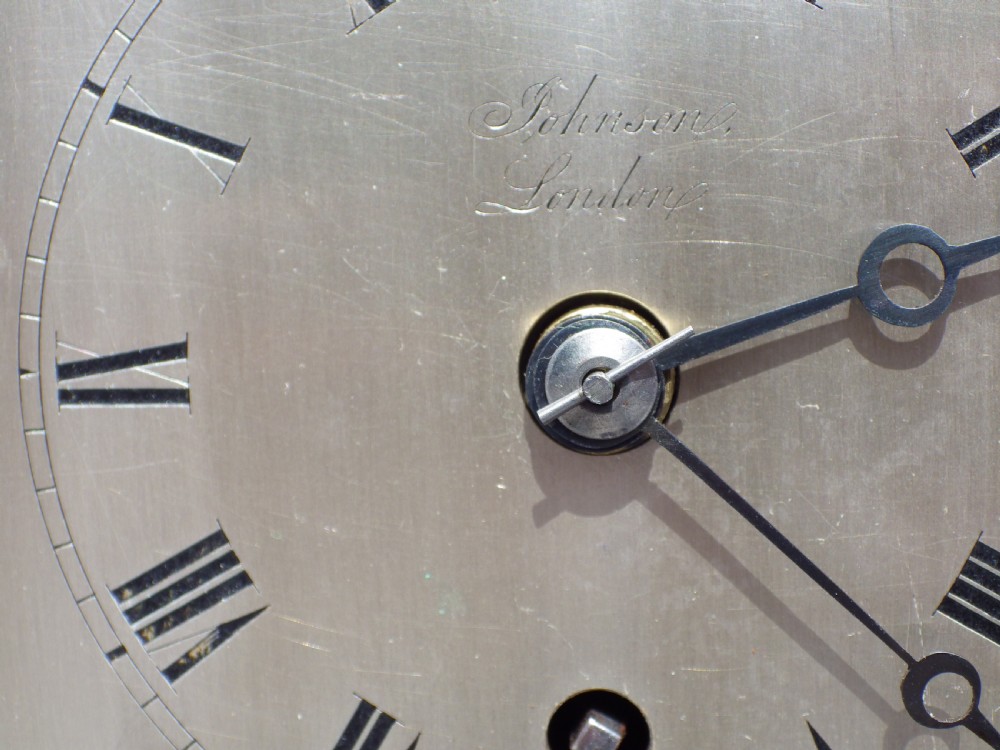 English Miniature Fusee Library Clock In Rosewood By Johnson Of London View II