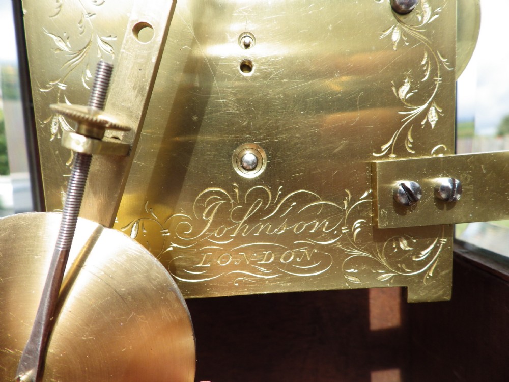 English Miniature Fusee Library Clock In Rosewood By Johnson Of London View VI