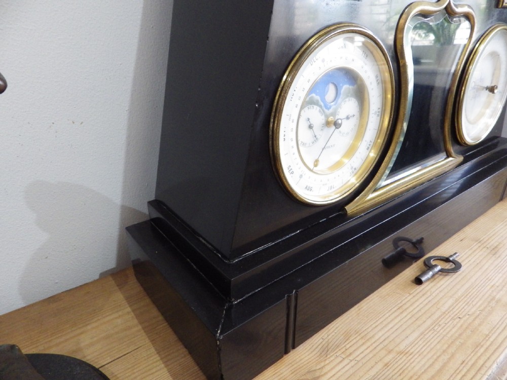 Rare French Marble Clock Set From Paddington Hospital 1870s View VI