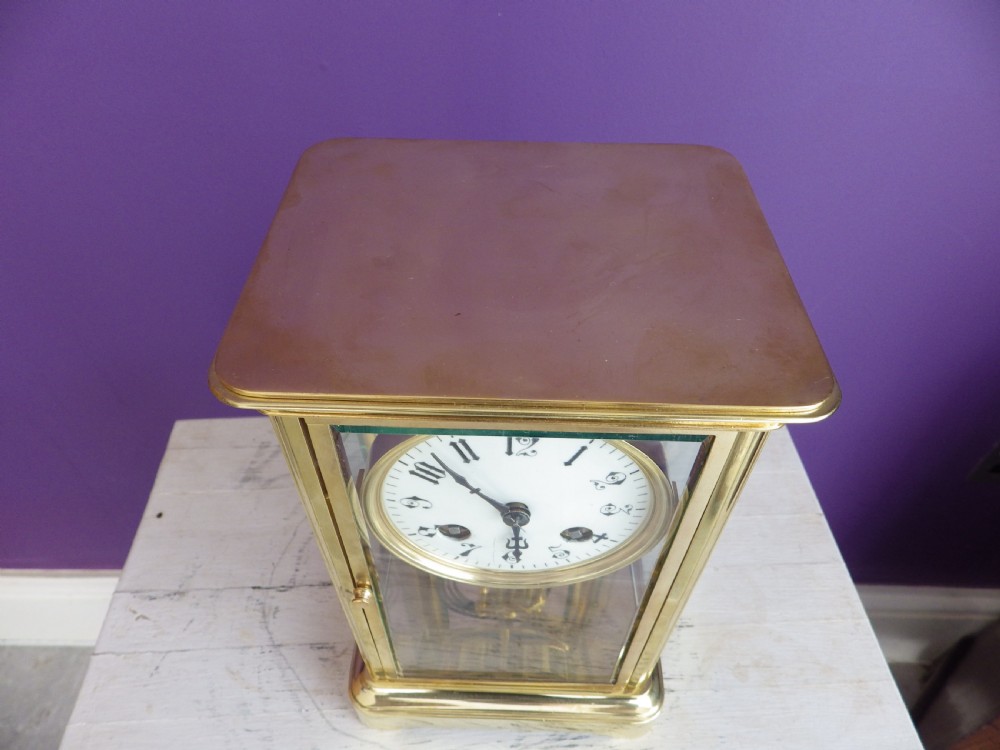 Small French Crystal Regulator Four Glass Mantle Clock 1900s View VI