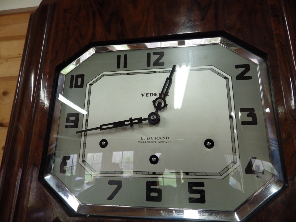 French Art Deco Westminster Chime Wall Clock By Vedette 1930s View IV