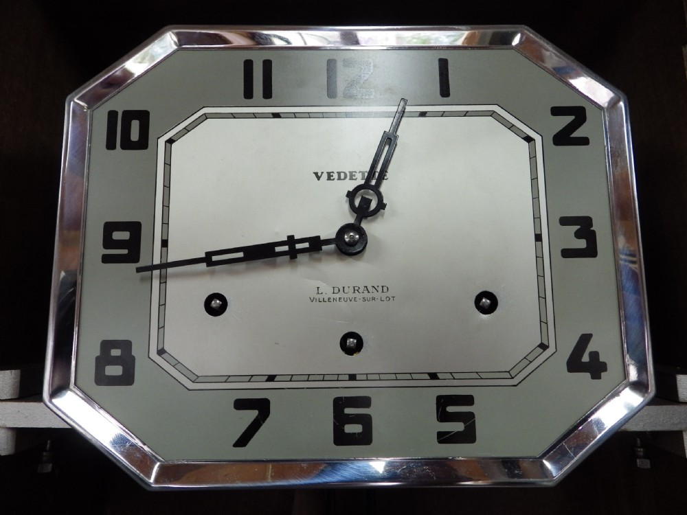 French Art Deco Westminster Chime Wall Clock By Vedette 1930s View VI