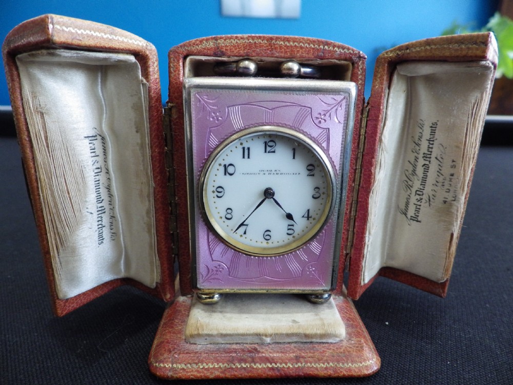 French or Swiss Silver Miniature Carriage Clock In The Original Box 1900