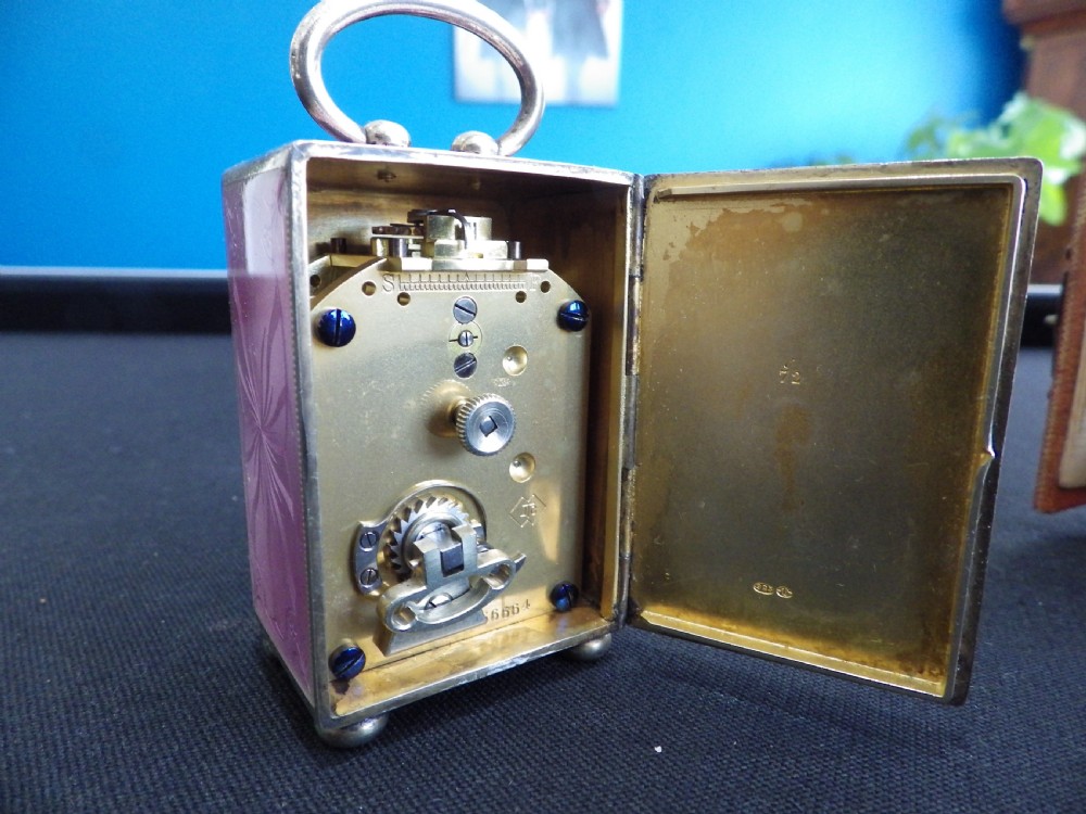 French or Swiss Silver Miniature Carriage Clock In The Original Box 1900 View VI
