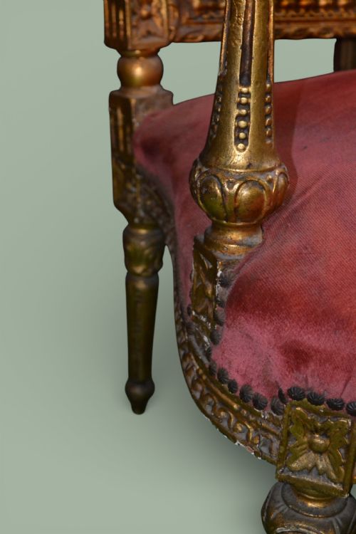 PAIR OF FRENCH GILT DECORATIVE ARMCHAIRS - ADDITIONAL PHOTO 5