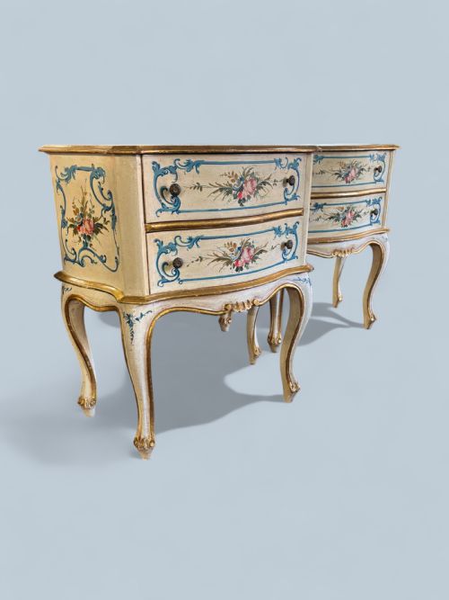 fig 2. Pair of Italian hand painted Decorative Bedside Cabinets