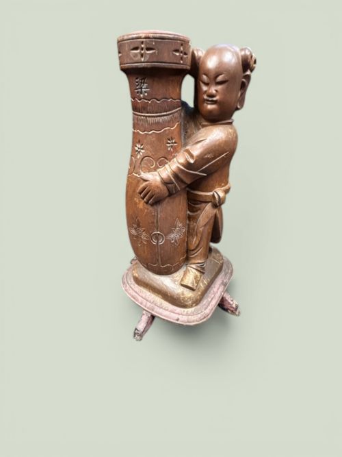 fig 2. Pair of Oriental Carved Wood Parasol Bases