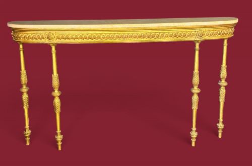 GILTWOOD CONSOLE TABLE WITH MARBLE TOP NEOCLASSICAL ELEGANCE CIRCA 1900