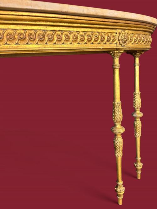 GILTWOOD CONSOLE TABLE WITH MARBLE TOP NEOCLASSICAL ELEGANCE CIRCA 1900 - ADDITIONAL PHOTO 1