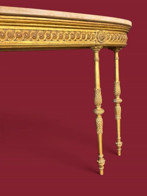 GILTWOOD CONSOLE TABLE WITH MARBLE TOP NEOCLASSICAL ELEGANCE CIRCA 1900 - ADDITIONAL PHOTO 2