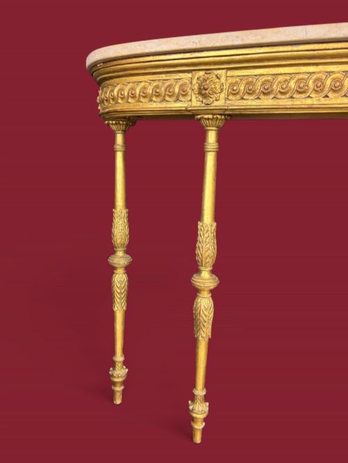 GILTWOOD CONSOLE TABLE WITH MARBLE TOP NEOCLASSICAL ELEGANCE CIRCA 1900 - ADDITIONAL PHOTO 3