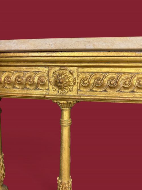 GILTWOOD CONSOLE TABLE WITH MARBLE TOP NEOCLASSICAL ELEGANCE CIRCA 1900 - ADDITIONAL PHOTO 4