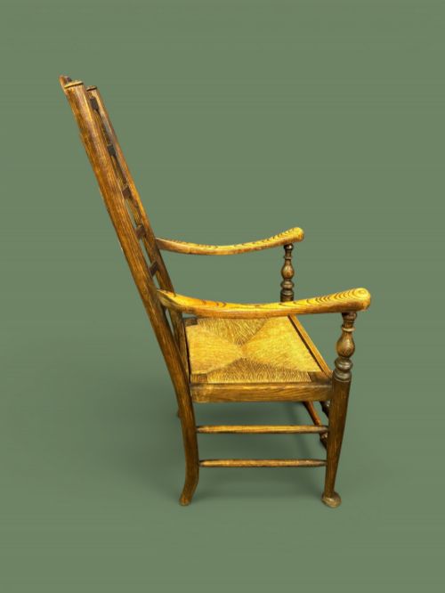 ELM COUNTRY ARMCHAIR WITH RUSHED SEAT - ADDITIONAL PHOTO 3