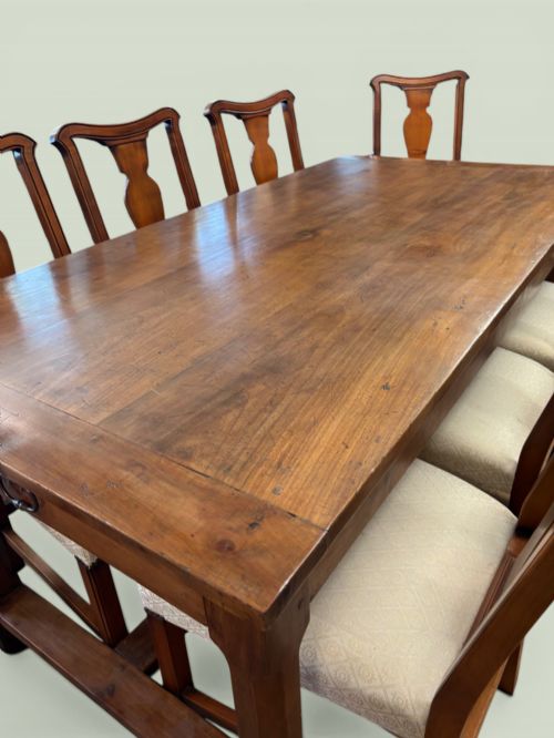 19TH CENTURY FRENCH CHERRYWOOD FARMHOUSE TABLE WITH TWO DRAWERS - ADDITIONAL PHOTO 2