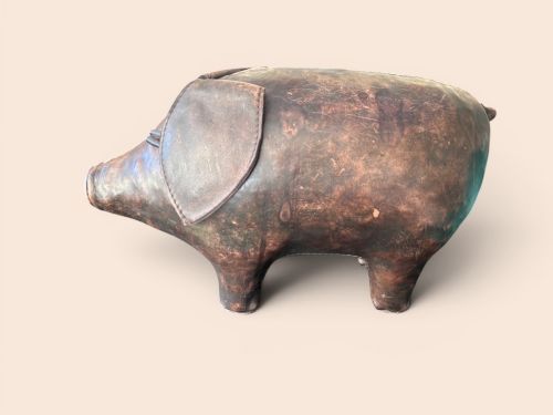 OMERSA WORKSHOP LIBERTY'S LEATHER FOOTSTOOL PIG - ADDITIONAL PHOTO 4