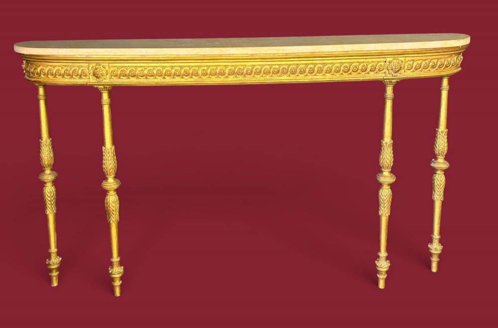Giltwood Console Table with Marble Top – Neoclassical Elegance, Circa 1900