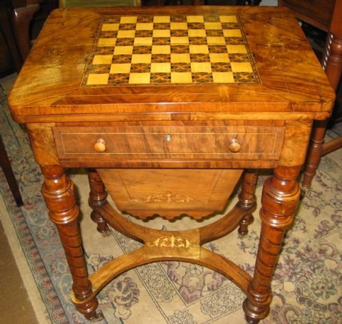 Victorian Inlaid Walnut Work / Games Table