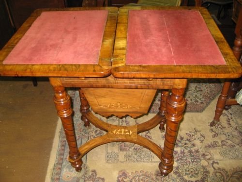 fig 1. victorian inlaid walnut work / games table