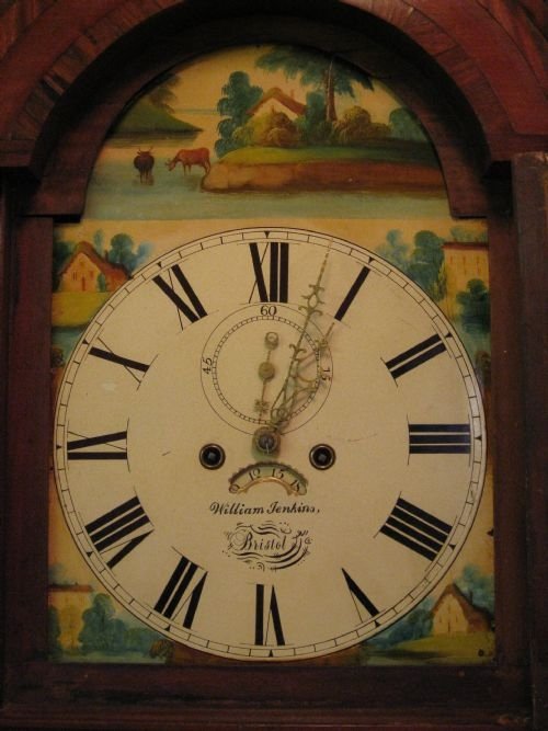Mahogany Painted Face Bristol Grandfather Clock