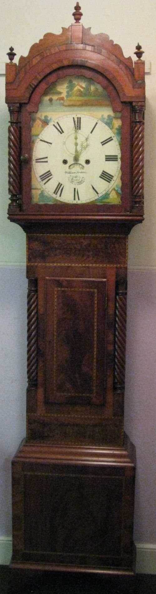 fig 1. mahogany painted face bristol grandfather clock