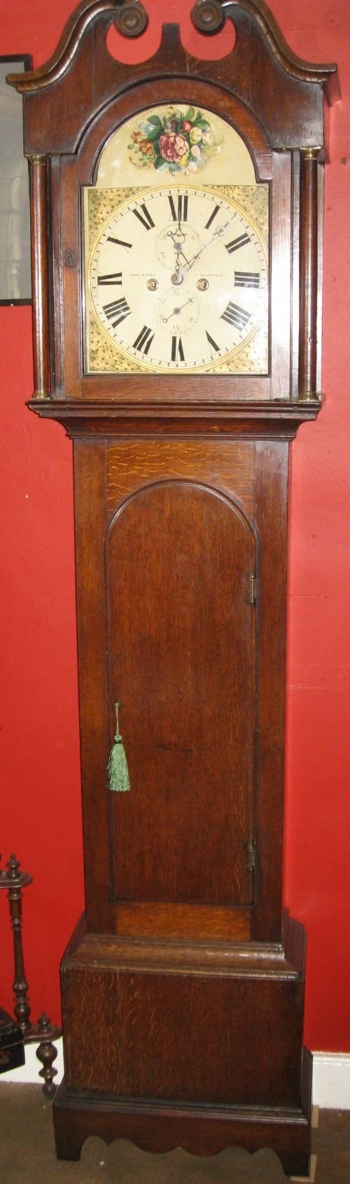 fig 1. oak painted face 8 day grandfather clock