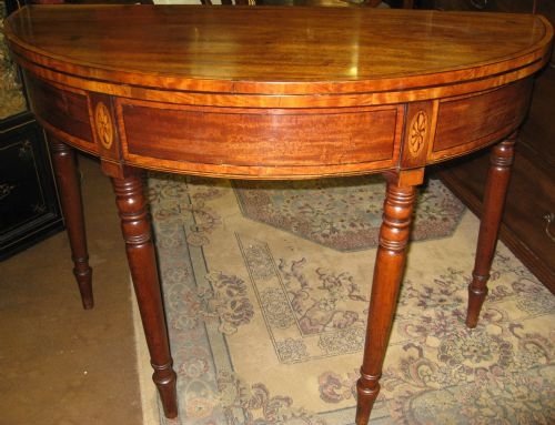 Inlaid Georgian Mahogany Turn Over Top Tea Table