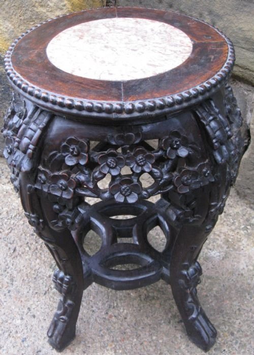 Oriental Carved Urn / Plant Stand